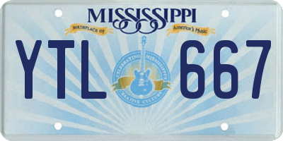 MS license plate YTL667