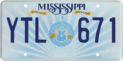 MS license plate YTL671