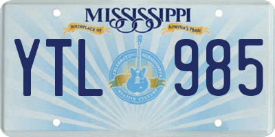 MS license plate YTL985