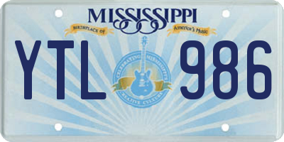 MS license plate YTL986