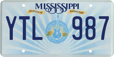 MS license plate YTL987