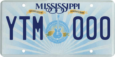 MS license plate YTM000