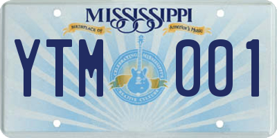 MS license plate YTM001