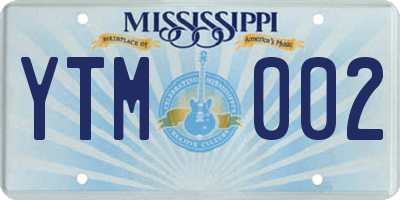 MS license plate YTM002