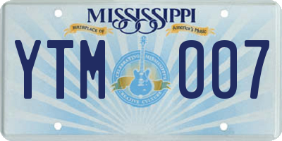 MS license plate YTM007
