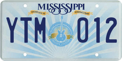 MS license plate YTM012