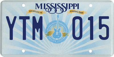 MS license plate YTM015