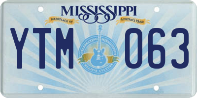 MS license plate YTM063
