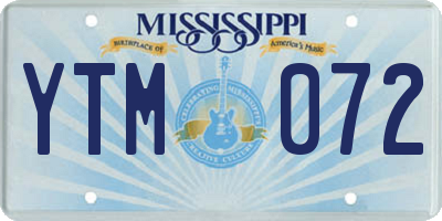 MS license plate YTM072
