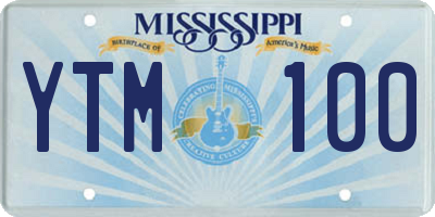 MS license plate YTM100