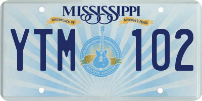 MS license plate YTM102