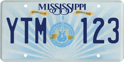 MS license plate YTM123