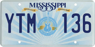 MS license plate YTM136