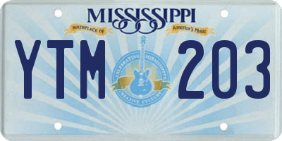 MS license plate YTM203
