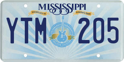 MS license plate YTM205