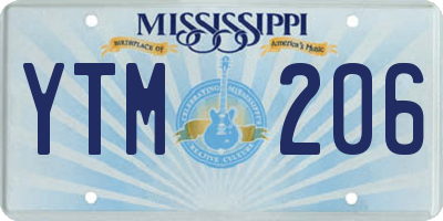 MS license plate YTM206