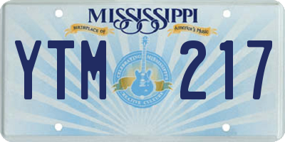 MS license plate YTM217