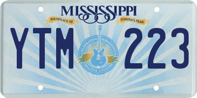 MS license plate YTM223