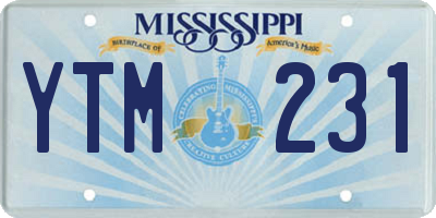 MS license plate YTM231