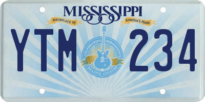 MS license plate YTM234