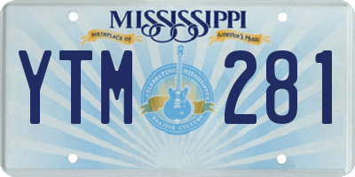 MS license plate YTM281