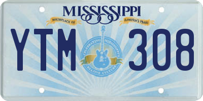 MS license plate YTM308