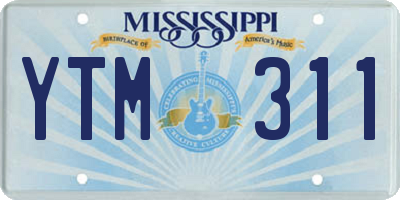 MS license plate YTM311