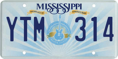MS license plate YTM314