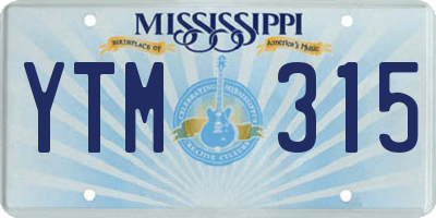 MS license plate YTM315