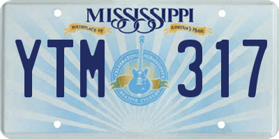 MS license plate YTM317
