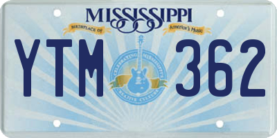 MS license plate YTM362