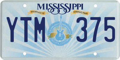 MS license plate YTM375