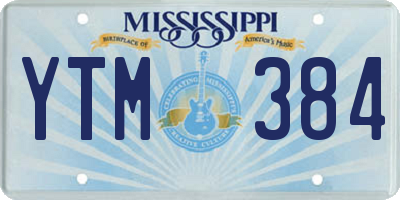 MS license plate YTM384