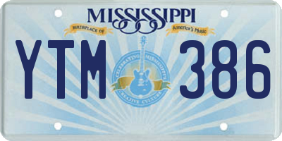 MS license plate YTM386