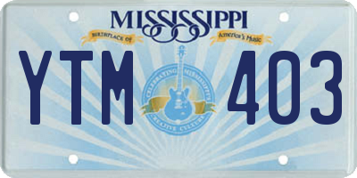 MS license plate YTM403