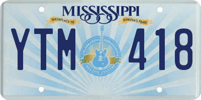 MS license plate YTM418