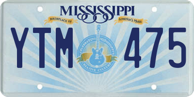 MS license plate YTM475