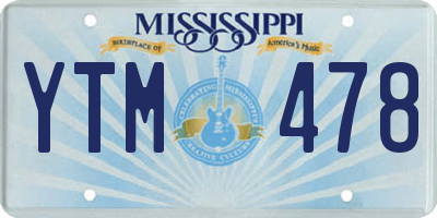 MS license plate YTM478