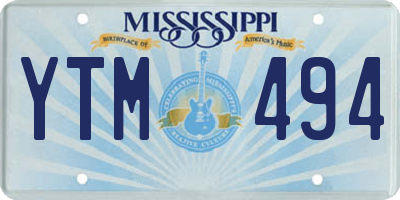 MS license plate YTM494