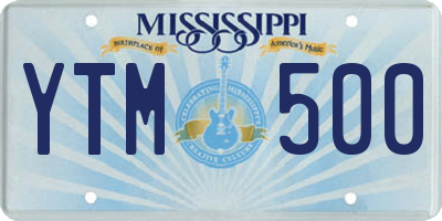MS license plate YTM500