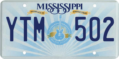 MS license plate YTM502