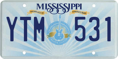 MS license plate YTM531