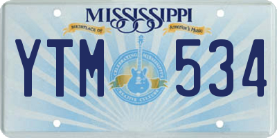MS license plate YTM534
