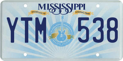 MS license plate YTM538