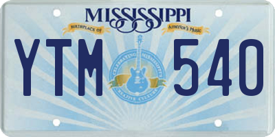 MS license plate YTM540
