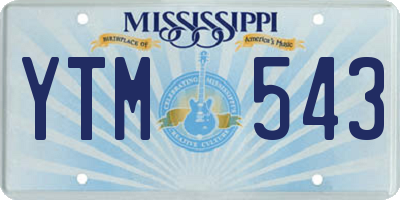 MS license plate YTM543