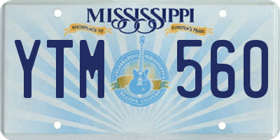 MS license plate YTM560