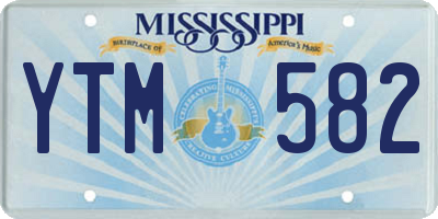 MS license plate YTM582