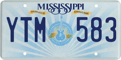 MS license plate YTM583