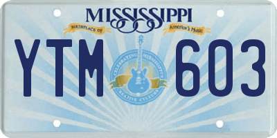 MS license plate YTM603